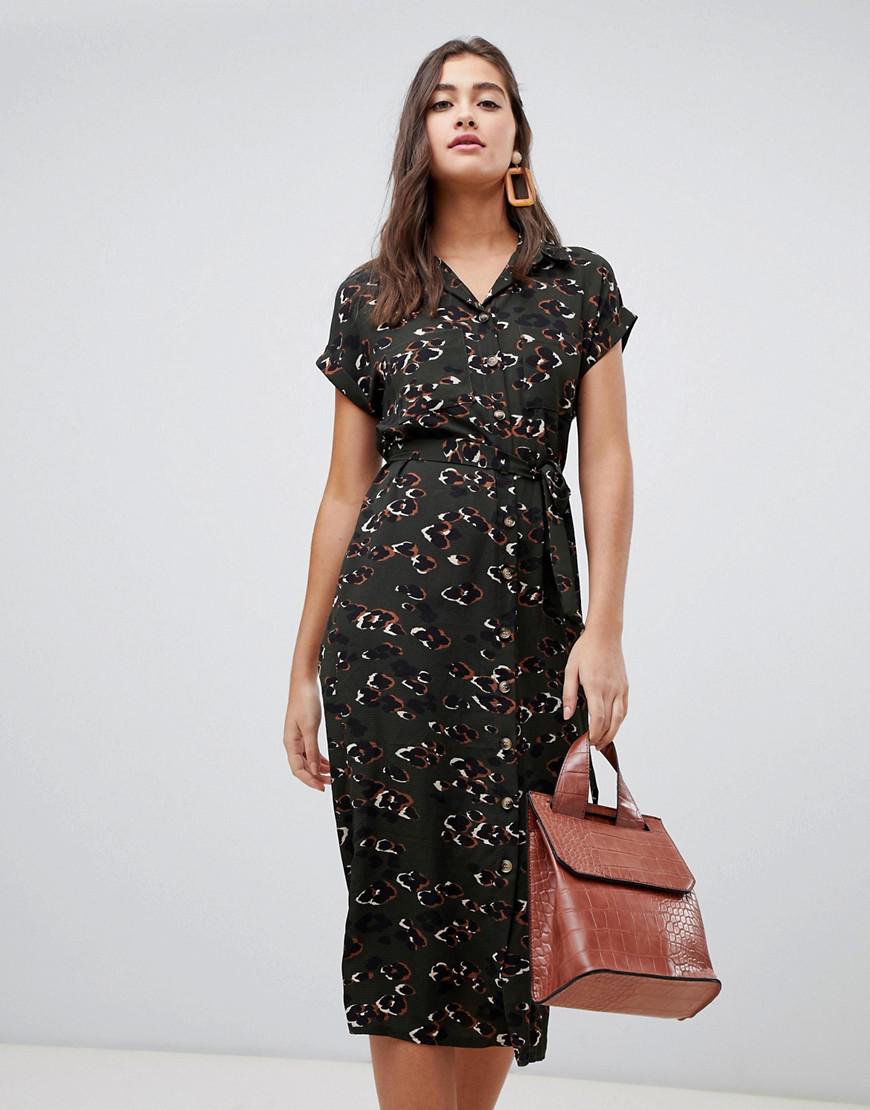 green and black leopard print dress