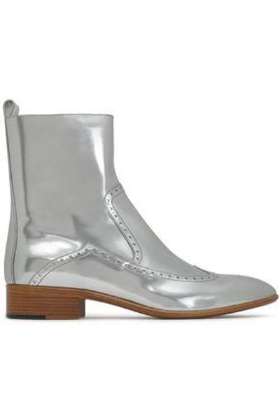 Shop Maison Margiela Woman Metallic Leather Ankle Boots Silver