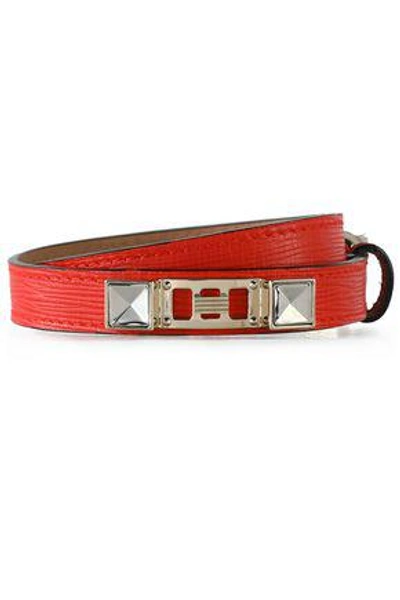 Shop Proenza Schouler Woman Lizard-effect Leather, Silver And Gold-tone Bracelet Tomato Red