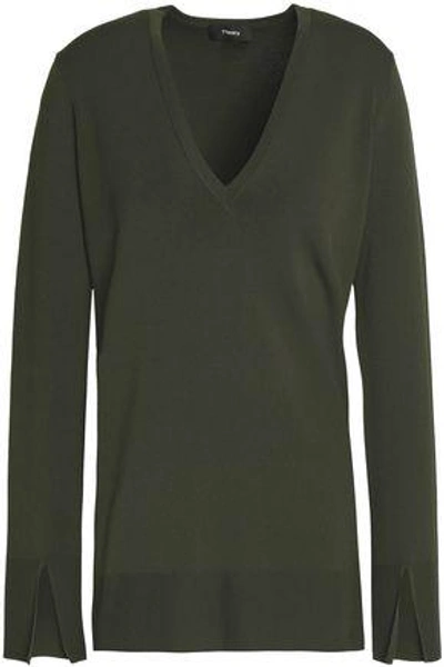 Shop Theory Woman Stretch-ponte Sweater Forest Green