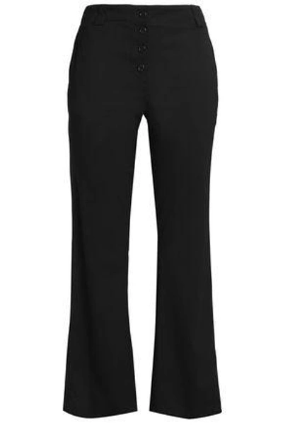 Shop Proenza Schouler Wool-blend Twill Wide-leg Pants In Black