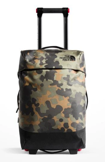 Shop The North Face Stratoliner 20-inch Medium Wheeled Carry-on - Green In Taupe Green/ Macrofleck Camo