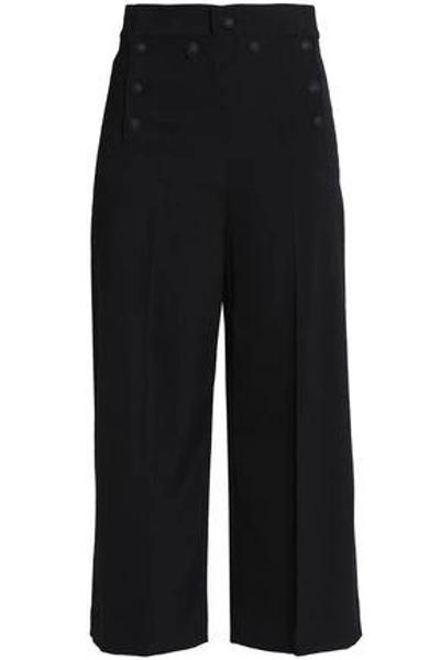 Shop Red Valentino Woman Cropped Woven Straight-leg Pants Black