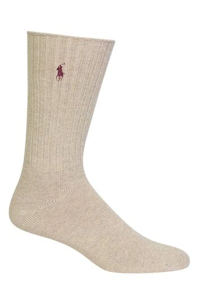 Shop Polo Ralph Lauren Crew Socks In Taupe Heather