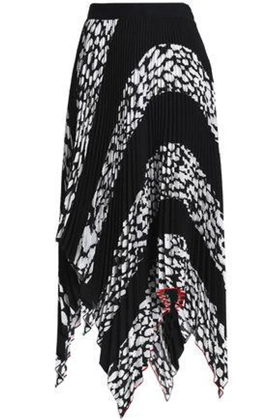 Shop Proenza Schouler Woman Asymmetric Pleated Printed Woven Skirt Black