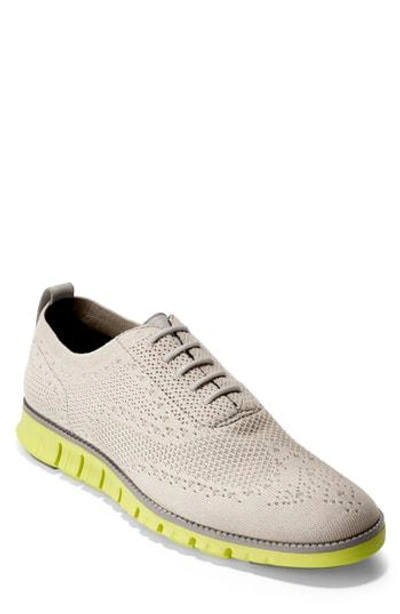 Shop Cole Haan Zerogrand Stitchlite Woven Wool Wingtip In Dove/ Ironstone