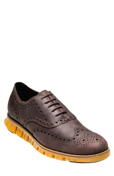 Shop Cole Haan 'zerogrand' Wingtip Oxford In Java/ Yellow Leather