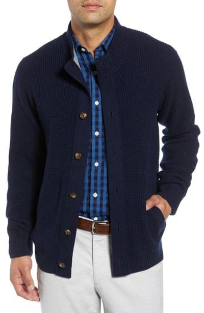 Shop Peter Millar Regular Fit Wool Blend Cardigan In Blue