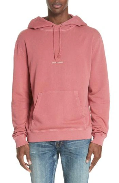 Shop Saint Laurent Logo Hoodie In Pink