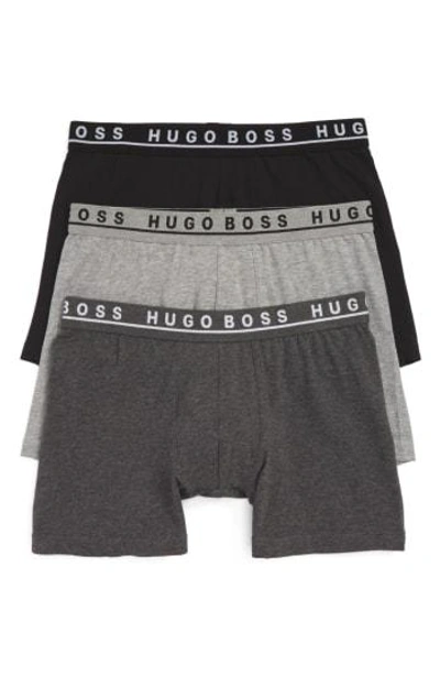 Shop Hugo Boss 3-pack Stretch Cotton Boxer Briefs In Open Grey