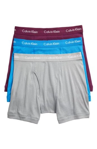 Shop Calvin Klein 3-pack Boxer Briefs In Dover Blue/ Plum/ Monument