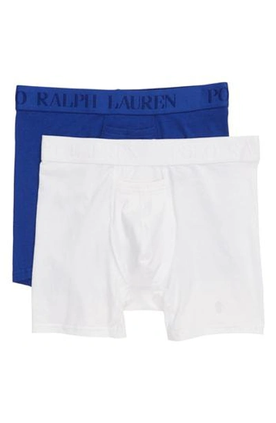 Shop Polo Ralph Lauren 2-pack Cotton & Modal Boxer Briefs In White/ Royal