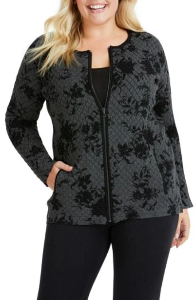 Shop Foxcroft Adina Quilted Jacquard Jacket In Black
