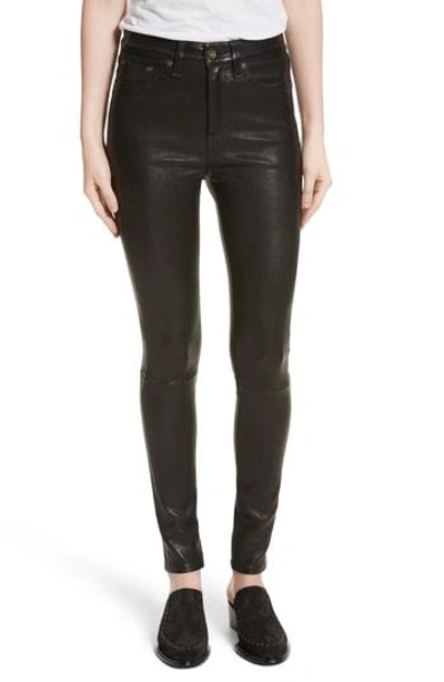 Shop Rag & Bone Lambskin Leather Pants In Black Leather