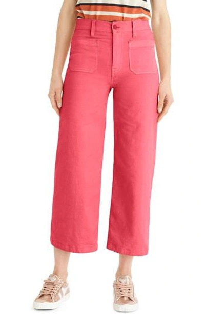 Jcrew Point Sur Washed Wide Leg Crop Pants In Vintage Rose ModeSens