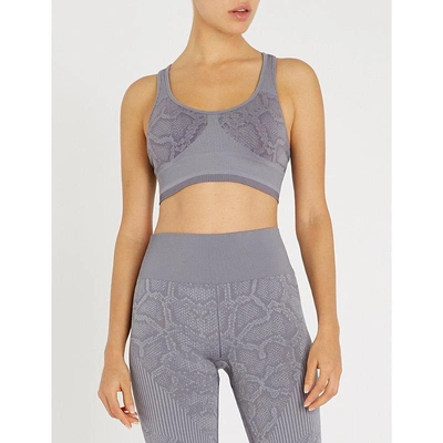 Shop Varley Perkins Stretch-jersey Sports Bra In Grey Snake