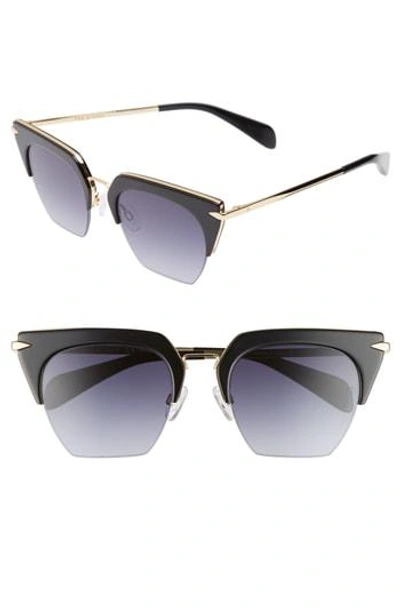 Shop Rag & Bone 51mm Cat Eye Sunglasses - Black/ Gold