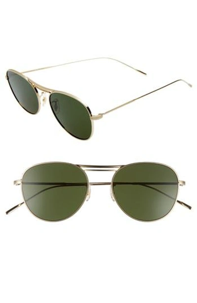 Shop Oliver Peoples Cade 52mm Mirror Lens Aviator Sunglasses - Gold/ Green