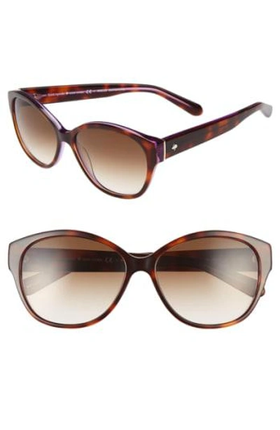 Shop Kate Spade 'kiersten' 56mm Cat Eye Sunglasses - Purple Tortoise