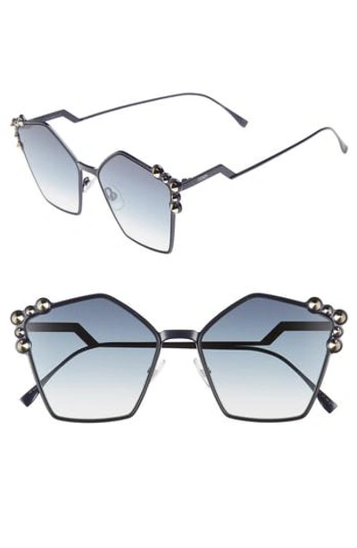 Shop Fendi 57mm Stud Geo Metal Sunglasses - Blue