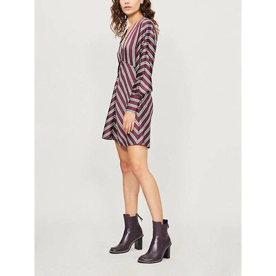 Shop Alexis Tena Striped Satin Mini Dress In Boardeux Stripes