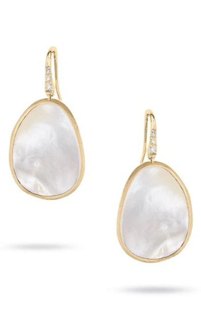 Shop Marco Bicego Lunaria Mother Of Pearl Drop Earrings In Yellow Gold