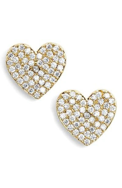 Shop Kate Spade Yours Truly Pave Heart Stud Earrings In Gold