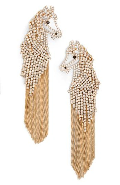 Shop Kate Spade Horse Statement Earrings In Clear/ Gold