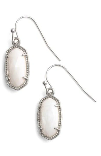 Shop Kendra Scott Lee Small Drop Earrings In White/ Silver