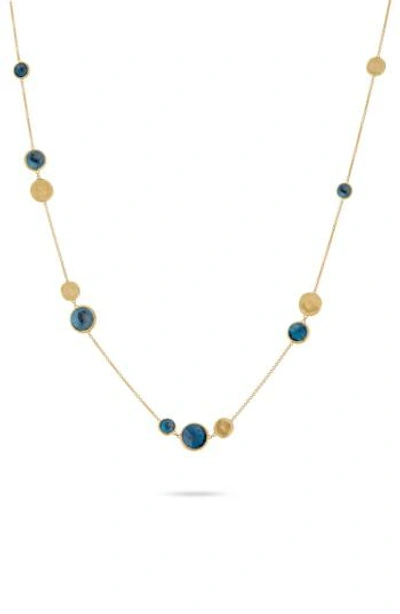 Shop Marco Bicego Marco Biecego Jaipur Semiprecious Stone Necklace In Yellow Gold/ Blue Topaz