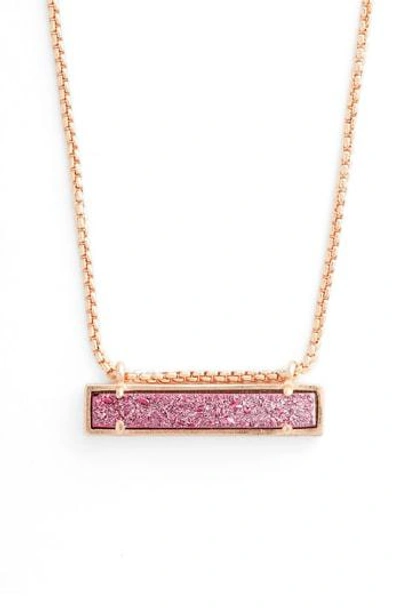 Shop Kendra Scott Leanor Pendant Necklace In Deep Fuchsia Drusy/ Rose Gold