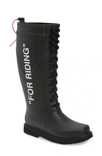 Shop Off-white For Riding Lace Up Boot In Black White