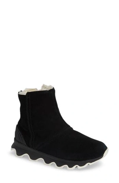 Shop Sorel Kinetic Insulated Waterproof Short Boots In Black/ Sea Salt