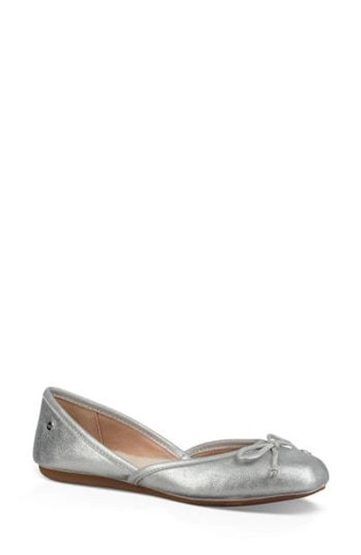 Shop Ugg Lena Flat In Silver Leather