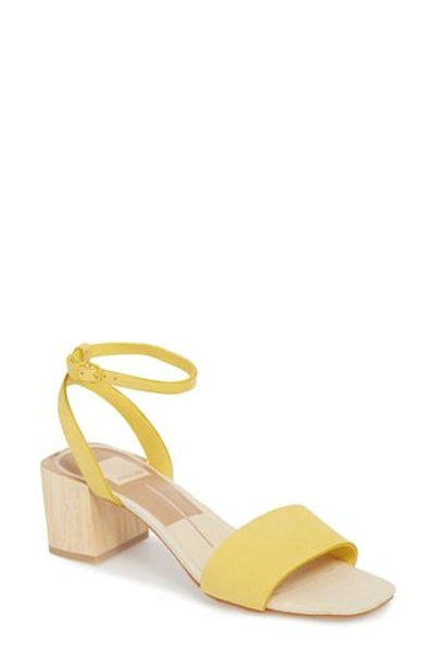 Shop Dolce Vita Zarita Blunted Toe Sandal In Yellow Nubuck