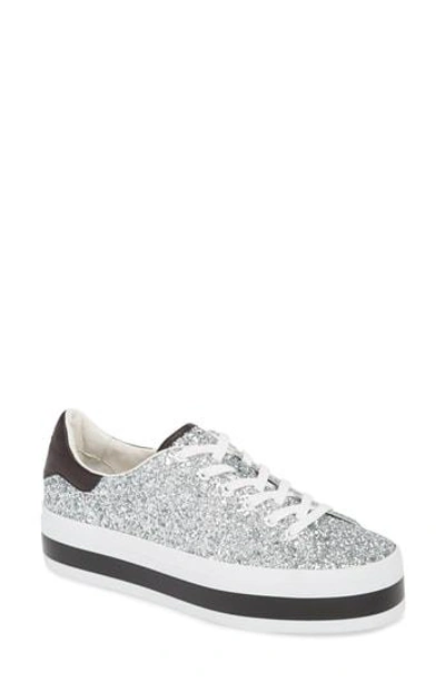 Shop Alice And Olivia Ezra Flatform Sneaker In Silver