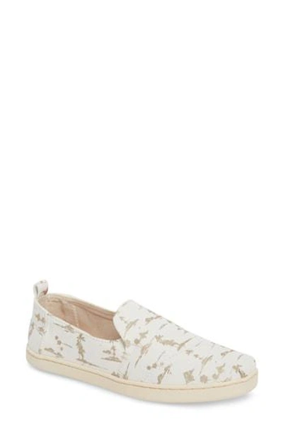 Shop Toms Deconstructed Alpargata Slip-on In White/ Gold Palms