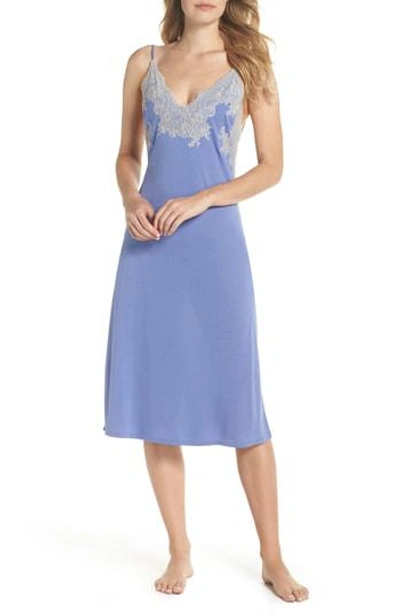 Shop Natori Luxe Shangri-la Nightgown In Wedgewood