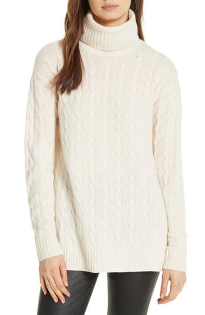 Polo Ralph Lauren Side Slit Cable Turtleneck In Chic Cream | ModeSens