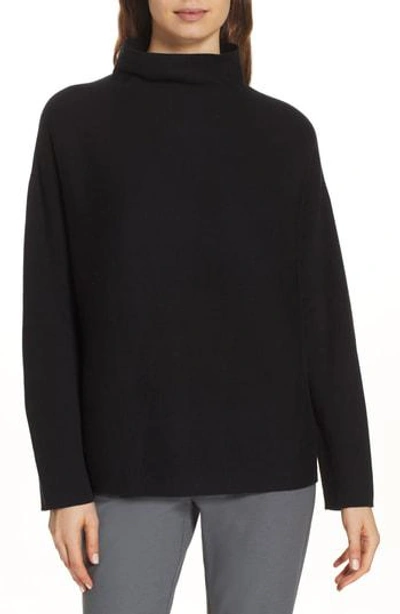 Shop Eileen Fisher Organic Cotton Blend Sweater In Black