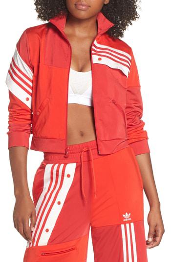 adidas cropped track jacket red