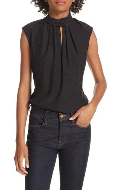 Shop Rebecca Taylor Sleeveless Silk Jacquard Top In Black