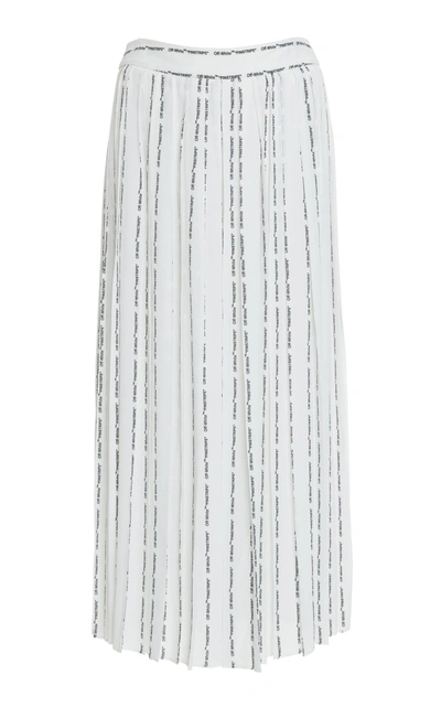 Shop Off-white Pinstripe Plisse Wide-leg Pants In Stripe