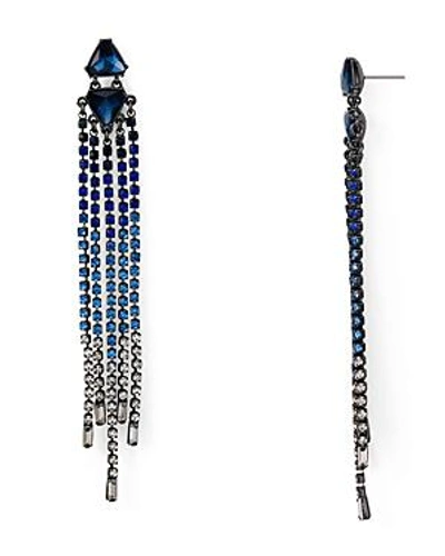 Shop Rebecca Minkoff Crystal Fringe Earrings In Blue/multi