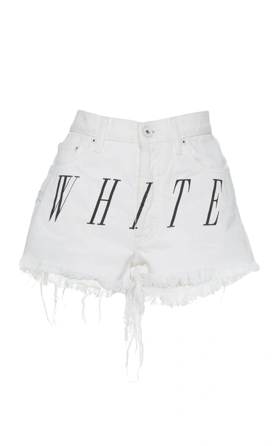 Shop Off-white Stonewash Denim Shorts In White