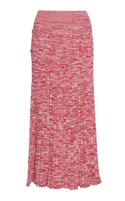 Shop Christopher Esber Speckled Ribbed-knit Skirt In Red