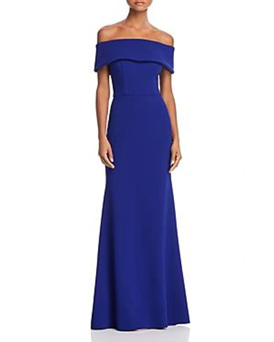 Shop Aqua Off-the-shoulder Scuba Crepe Gown - 100% Exclusive In Marine