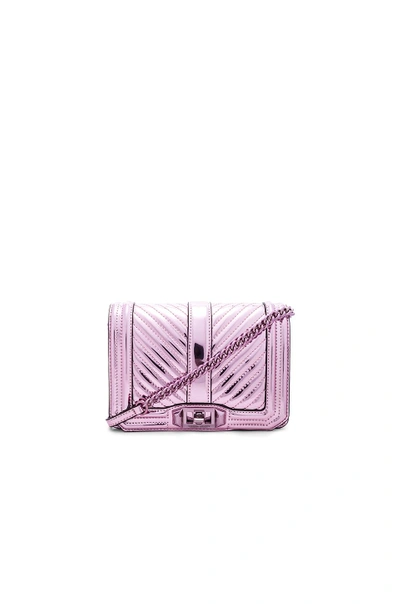 Shop Rebecca Minkoff Chevron Quilted Small Love Crossbody Bag In Pink