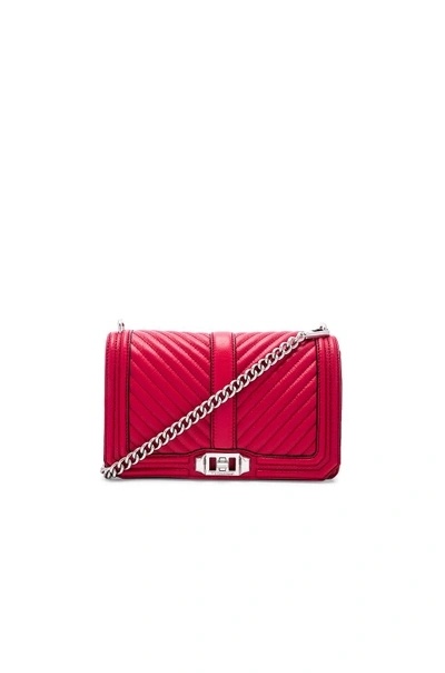 Shop Rebecca Minkoff Chevron Quilted Love Crossbody Bag In Red