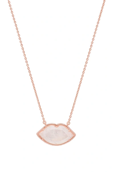 Shop Elizabeth Stone Gemstone Lips Necklace In Metallic Copper. In Rose Gold